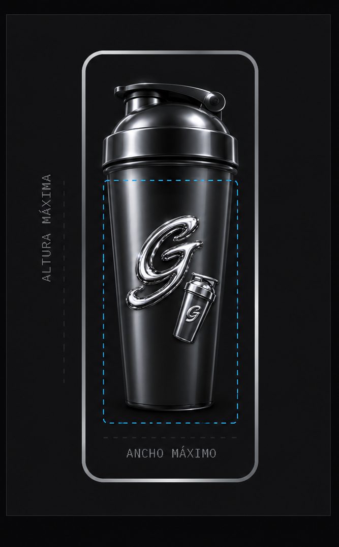 Área de impresión sobre shaker personalizado Gshakers con logo grabado